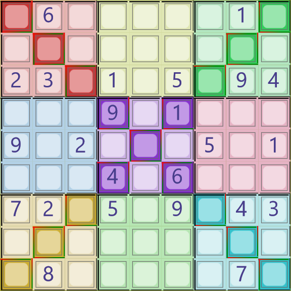 9x9 grid met extra diagonalen